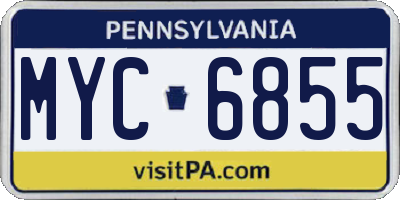 PA license plate MYC6855