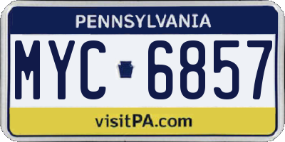 PA license plate MYC6857