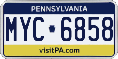 PA license plate MYC6858