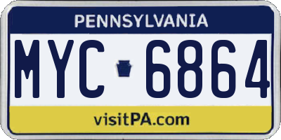 PA license plate MYC6864