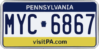 PA license plate MYC6867