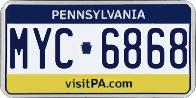 PA license plate MYC6868