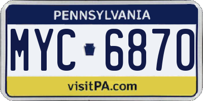 PA license plate MYC6870