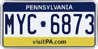 PA license plate MYC6873
