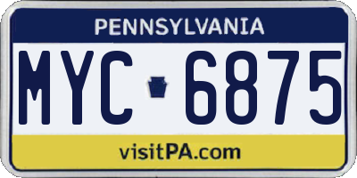 PA license plate MYC6875