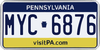 PA license plate MYC6876