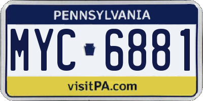 PA license plate MYC6881