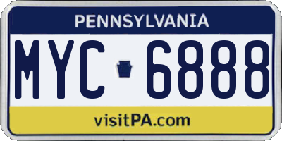 PA license plate MYC6888