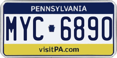 PA license plate MYC6890