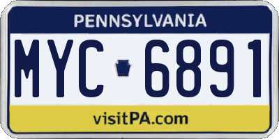 PA license plate MYC6891