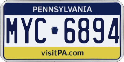 PA license plate MYC6894
