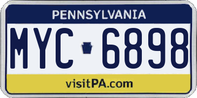 PA license plate MYC6898