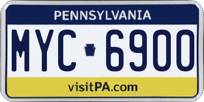 PA license plate MYC6900