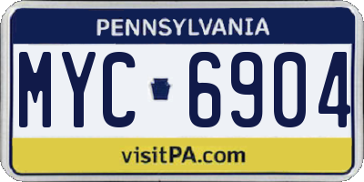PA license plate MYC6904