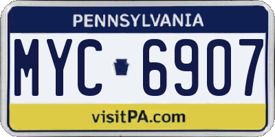 PA license plate MYC6907