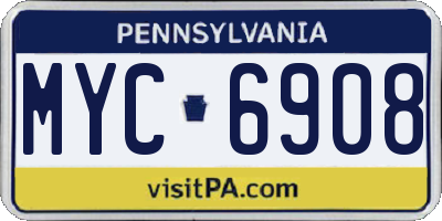 PA license plate MYC6908