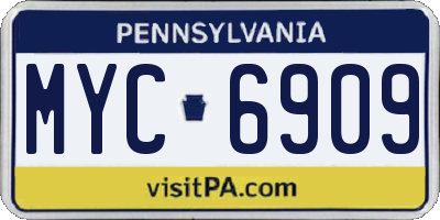 PA license plate MYC6909