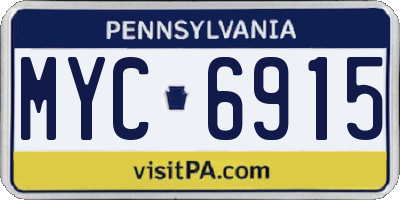 PA license plate MYC6915