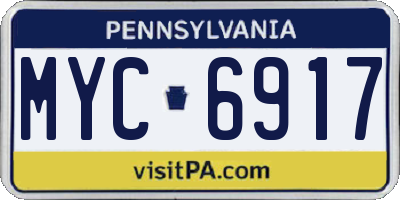 PA license plate MYC6917