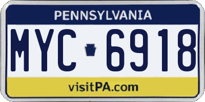 PA license plate MYC6918
