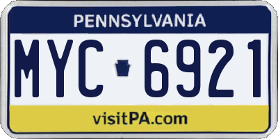 PA license plate MYC6921