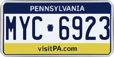 PA license plate MYC6923