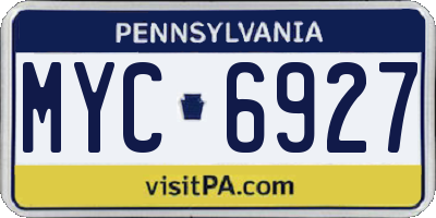 PA license plate MYC6927