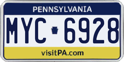 PA license plate MYC6928