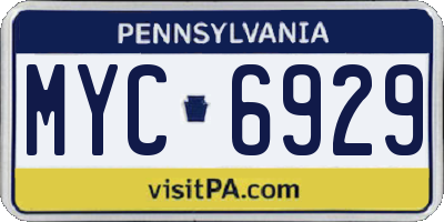 PA license plate MYC6929