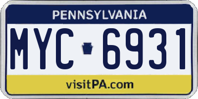PA license plate MYC6931