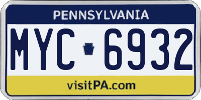 PA license plate MYC6932