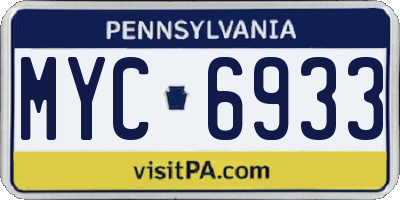 PA license plate MYC6933