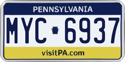 PA license plate MYC6937