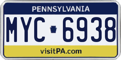 PA license plate MYC6938