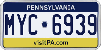 PA license plate MYC6939
