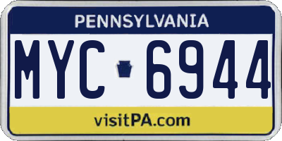 PA license plate MYC6944