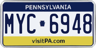 PA license plate MYC6948