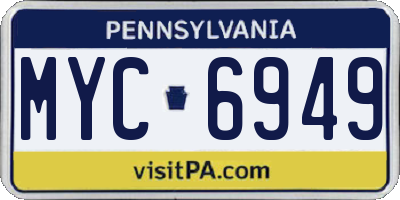 PA license plate MYC6949