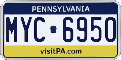 PA license plate MYC6950