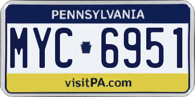 PA license plate MYC6951
