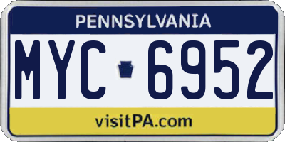 PA license plate MYC6952