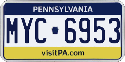 PA license plate MYC6953