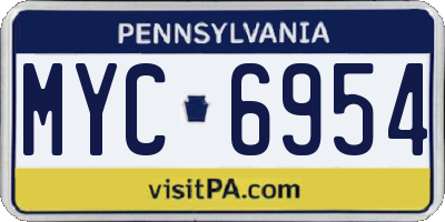 PA license plate MYC6954