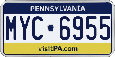 PA license plate MYC6955
