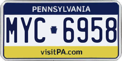 PA license plate MYC6958