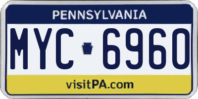 PA license plate MYC6960