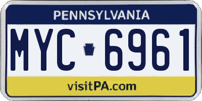 PA license plate MYC6961