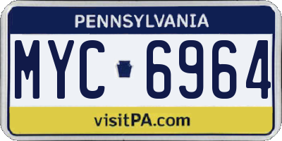 PA license plate MYC6964