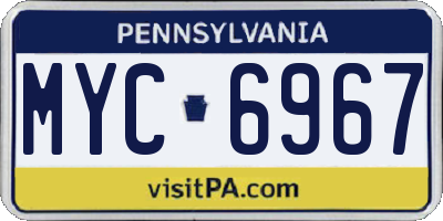 PA license plate MYC6967