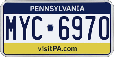 PA license plate MYC6970